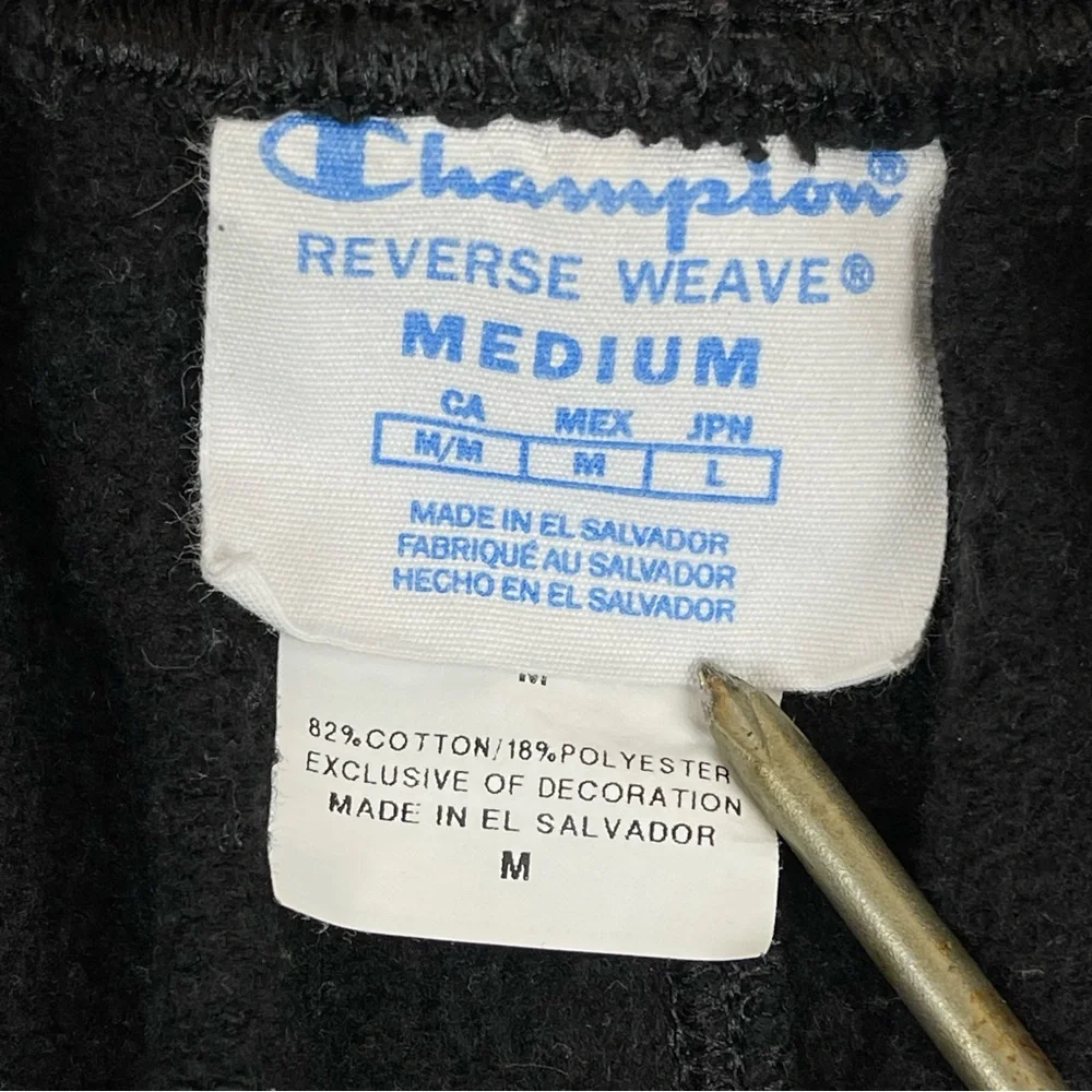 Vintage Champion Sweatpants Mens Medium Black Big Logo Reverse Weave 90s Y2K